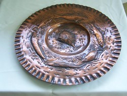 Szép iparművész kézi munka halas bronz fali dísztál