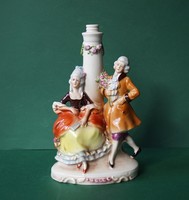 GDR Lippelsdorf német porcelán barokk pár lámpatest barokk hölgy barokk férfi páros