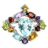 59 And real blue topaz garnet peridot citrine amethyst 925 silver ring