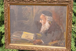Bánfi olajfestmény! - "Rabbi"  - életkép