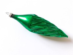 Régi üveg karácsonyfadísz zöld jégcsap üvegdísz 2 db