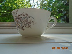Antik kézzel festett virágos rácsos mintás számozott teás csésze
