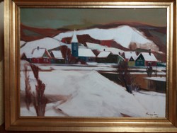 Nagy Ernő Sándor : Tél ( olaj , farost , 60X80 cm ) Képcsarnokos