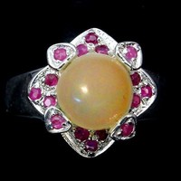 57 And genuine yellow opal ruby 925 silver ring