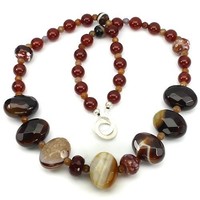 Genuine achat spinell carnelian 925 silver necklace necklace