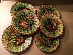 6 db antik majolika süteményes tányér