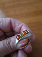 58 As elegant genuine Baltics in several colors amber 925 silver ring