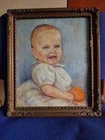 Portré egy kisbabáról, olaj, vászon