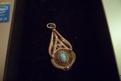 Filigree silver pendant / turquoise