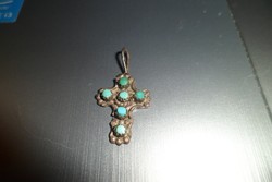 Silver cross / turquoise