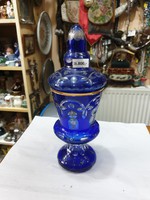 Csehszlovák kristály fedeles váza 