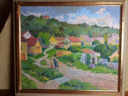 Szemenyei Ferenc : Nagymaros ( olaj , farost , 60x70 cm ) 