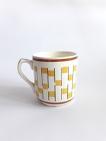 Gránit Kispest retro porcelán bögre ritka geometrikus mintával sárga és barna színben