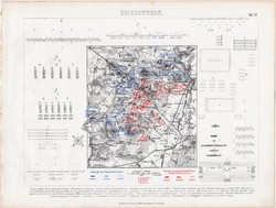Csata térkép, Königgratz, egyszín nyomat 1875 (19), német, Brockhaus, eredeti, porosz, osztrák, hadi