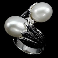 57 And cultured baroque pearl 925 silver ring