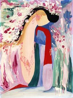 Orosz festő: Könyöklő hölgy, 1990