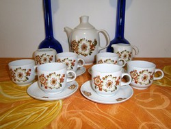 PE_047 Régi Alföldi porcelán kávés készlet 6 személyes virág mintával (hiányos)