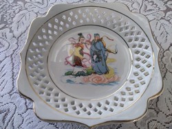 Openwork, hand-painted furnishing Chinese old porcelain plate