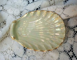 Antik Kp porcelán szappantartó, gyűrűtartó gyöngyház kagyló