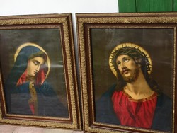Virgin Mary and Jesus - old wooden frame