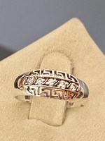 Csodás ezüst görög mintás gyűrű cirkónia kövekkel