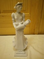 Nagy Fehér Herendi Madonna a gyermekével porcelán figura 36 cm!