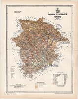 Gömör vármegye térkép 1893 (3), lexikon melléklet, Gönczy Pál, 23 x 30 cm, megye, Posner Károly