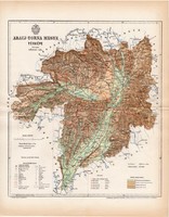 Abaúj - Torna megye térkép 1892 (2), lexikon melléklet, Gönczy Pál, 23 x 29 cm, vármegye, Posner K.