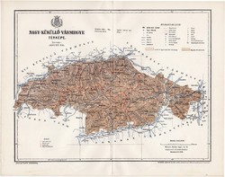 Nagy - Küküllő vármegye térkép 1895 (1), lexikon melléklet, Gönczy Pál, 23 x 30 cm, megye, Posner K.