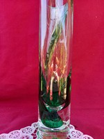 182 Igazi különlegesség kézzel készült művészi üveg váza 3D mintával 24,5x6 cm