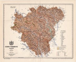 Sáros vármegye térkép 1897 (7), lexikon melléklet, Gönczy Pál, 23 x 30 cm, megye, Posner Károly