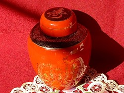 209 Japán írással díszített aranyozott váza 11x10 cm