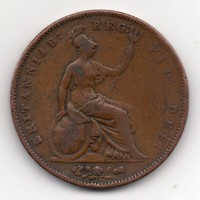 Nagy-Britannia 1 penny, 1853, ritka, nagy