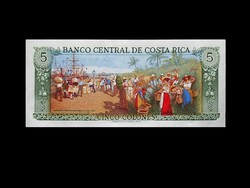 UNC - AZ ELSŐ FULCOLOR BANKJEGY - COSTA RICA 5 COLONES 1990