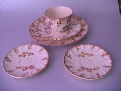 Antik Sarreguemines csésze és tányérok (5 db egyben)