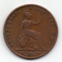 Nagy-Britannia 1 farthing, 1853, ritka