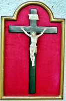 43. Antique ivory Jesus Christ (12.2 Cm), corpus, cross, 36cm frame!