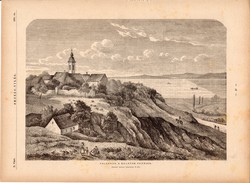 Paloznak (2), fametszet 1881, metszet, nyomat, 22 x 31 cm, Ország - Világ, Balaton, part, képes lap