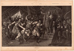 Az ónodi gyűlés (2), fametszet 1881, metszet, nyomat, 31 x 53 cm, Ország - Világ, Ónod, 1707, újság