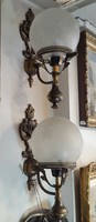 századeleji lámpapár, bronzból, 36 cm-es, működő állapotban.