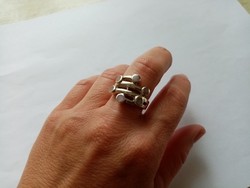 B6 - Fémjelzett 925 ezüst gyűrű gyöngyház berakással