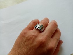 B9 - Fémjelzett 925 ezüst gyűrű színes gyöngyház berakással