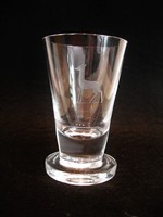 Gyönyörű Orrefors metszett láma mintás szignált üveg pohárka