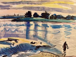 Nyergesi János Akvarell 1910 Duna part
