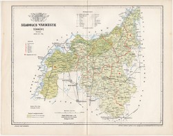 Szabolcs vármegye térkép 1894 (5), lexikon melléklet, Gönczy Pál, 23 x 30 cm, megye, Posner Károly