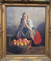 Pap Emil / Lány almával