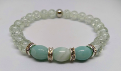 Natural amazonite mineral and cracked crystal bracelet