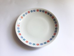 Alföldi retro porcelán desszertes tányér - Bella, kék és piros menzamintás kis tányér