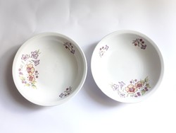 Alföldi retro porcelán tölcsérvirág mintás leveses tányérok, mélytányérok