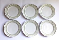 Alföldi retro porcelán desszertes tányér készlet - 6 db lóhere vagy petrezselyem mintás kistányér